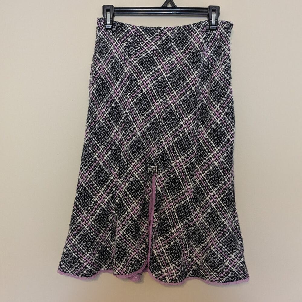 NWT Barami Purple & Black Plaid Skirt With Purple Underlining And A Bow Accent